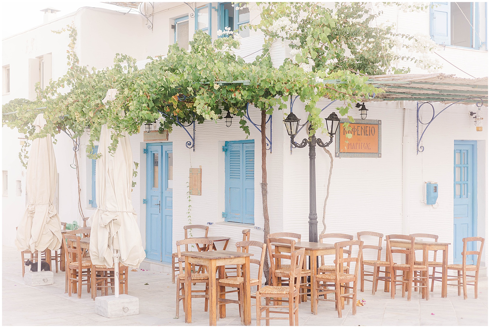 outdoor cafe greece photoshoot