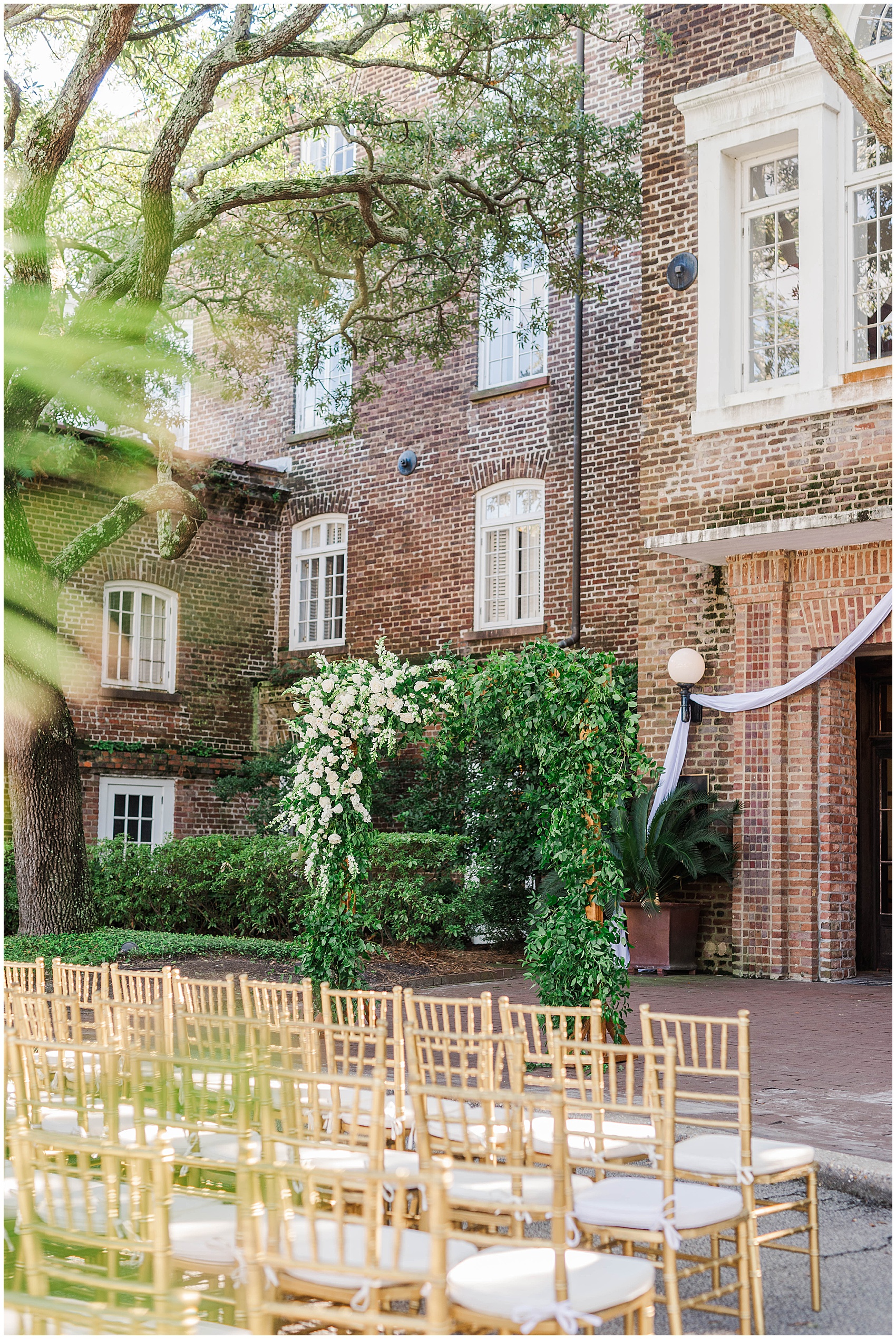 ceremony location at the Historic Rice mill wedding venue
